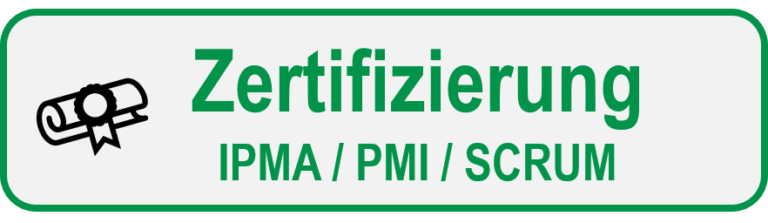 Zertifizierung IPMA, PMI, Scrum; Icon Zertifikat