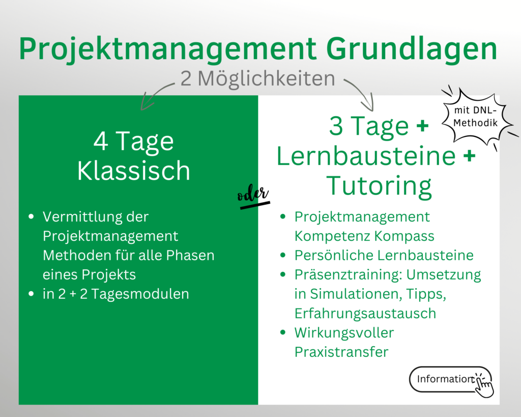 Gegenüberstellung Projektmanagement Ausbildungsmöglichkeiten bei Primas CONSULTING