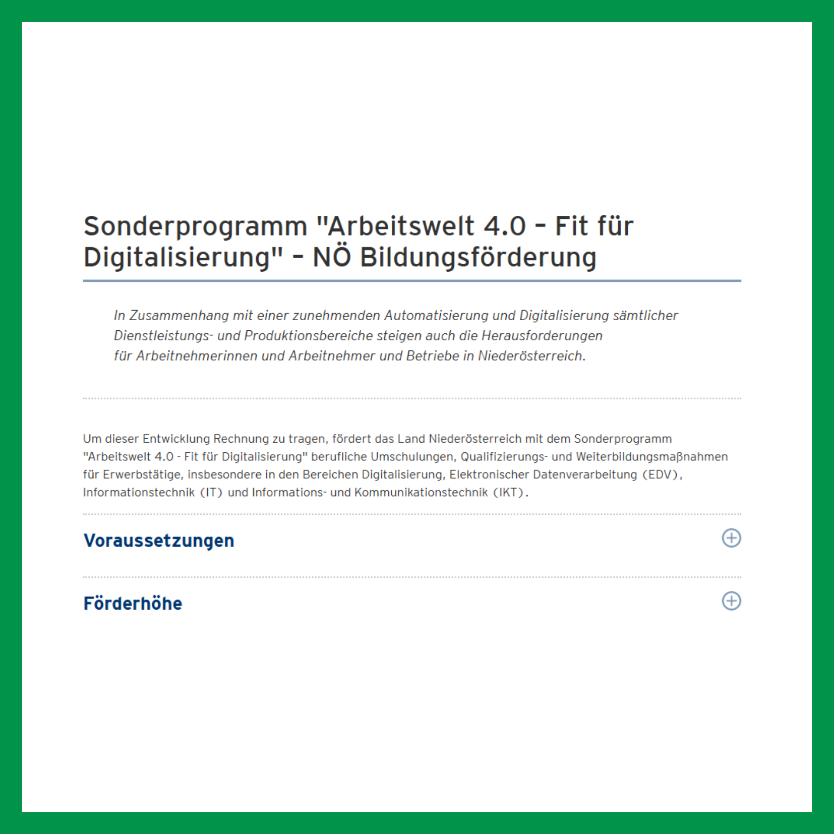 Digitalisierungsförderung Niederösterreich